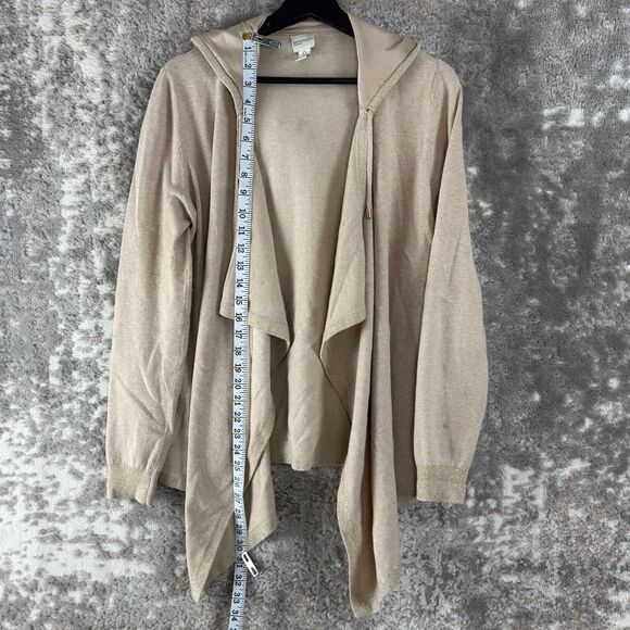 Zenergy Chicos Size 0/S Cashmere Cotton Blend Hooded Drawstring Cardigan Sweater - Picture 3 of 10